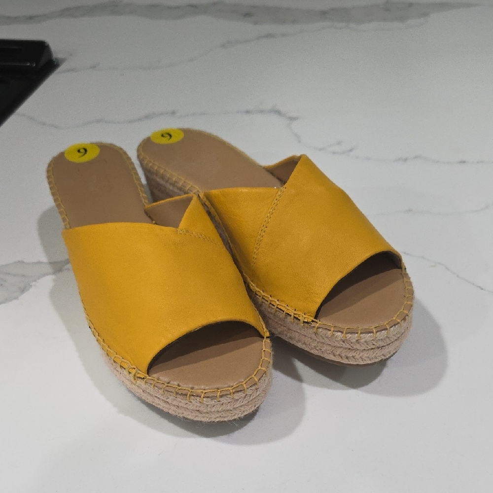 Franco Sarto Yellow Espadrille Slides